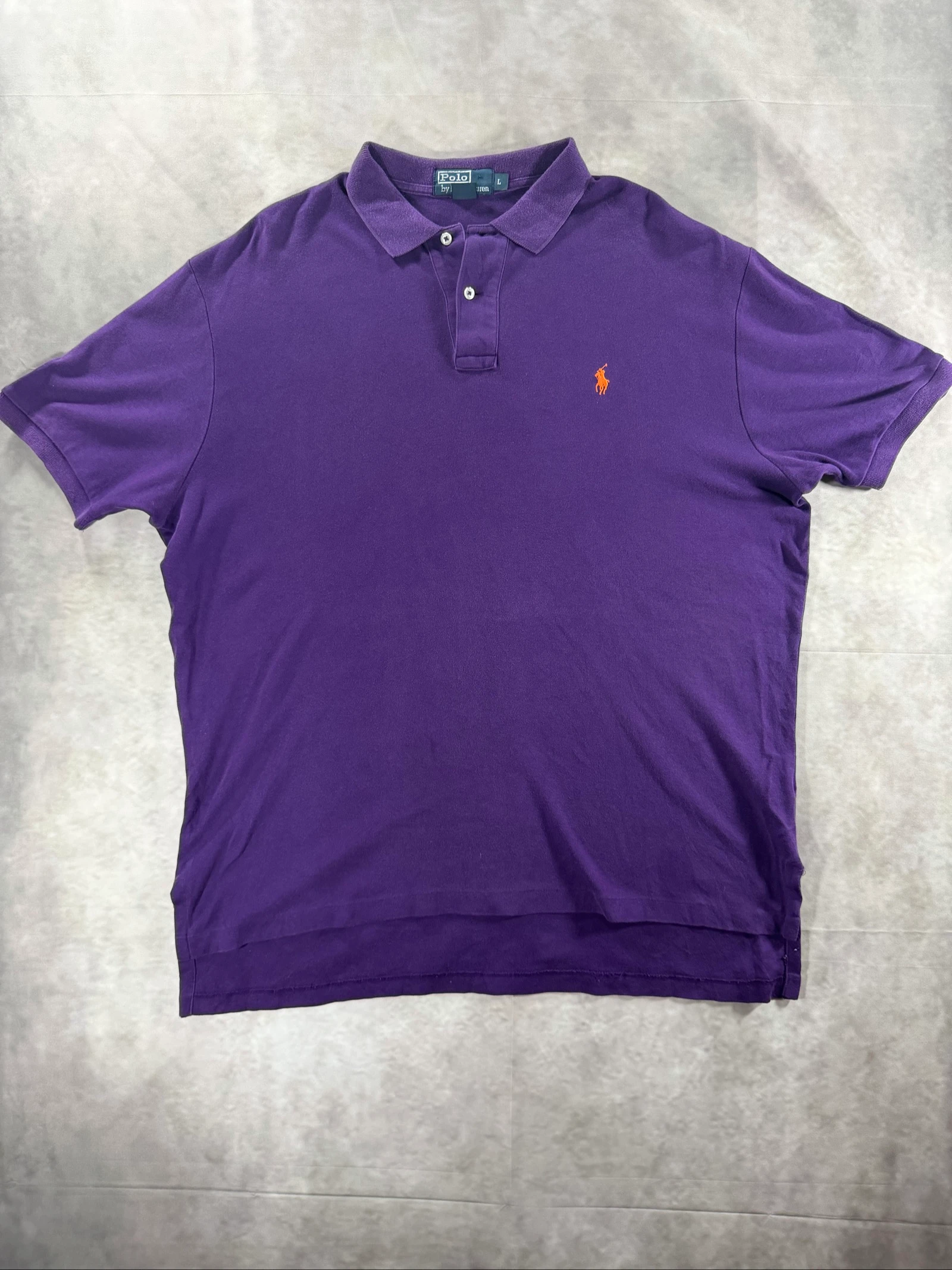 Polo Ralph Lauren Polo violet Orange Pony Taille L Coton vintage Classique Preppy – photo 4
